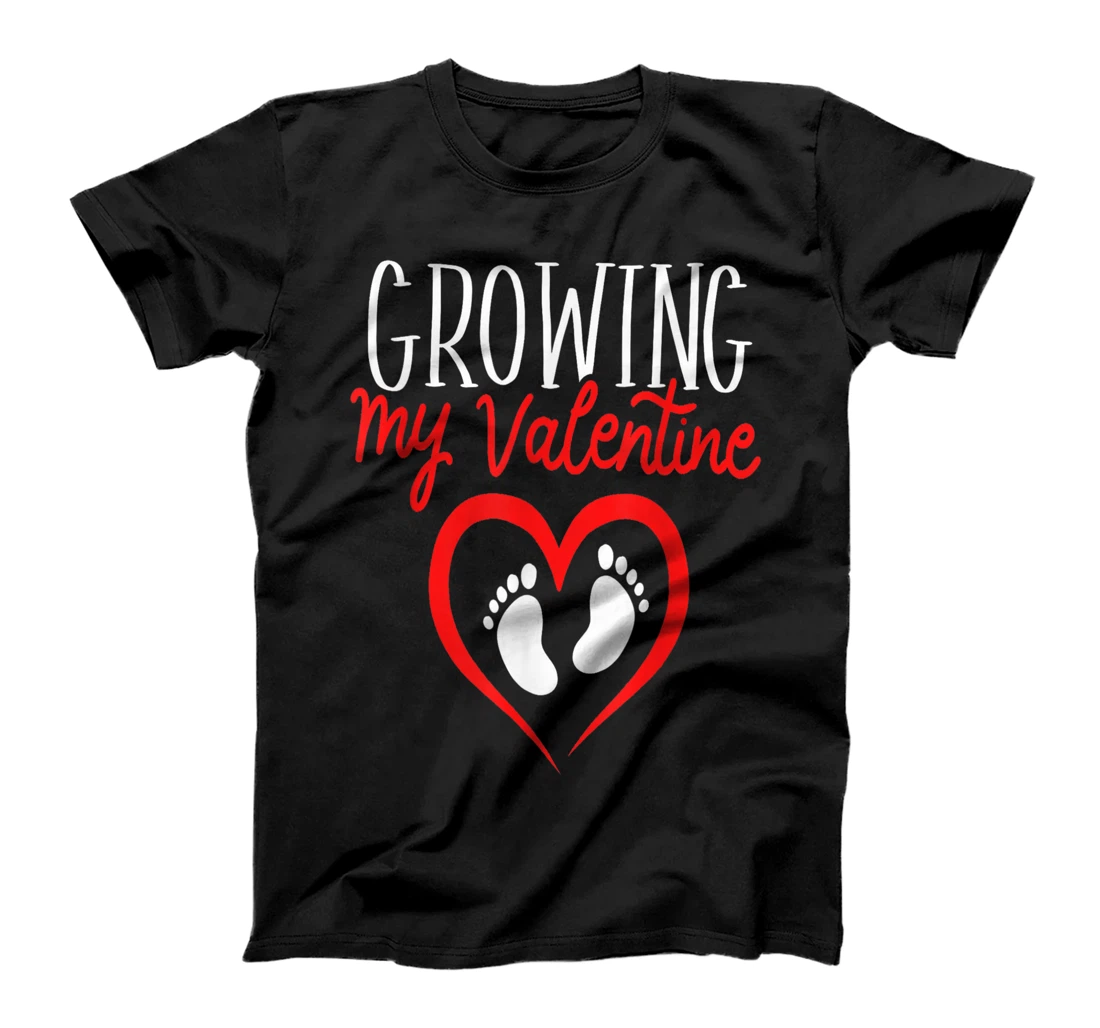 Growing My Valentine Funny Reveal Pregnancy Announcement T-Shirt, Women T-Shirt