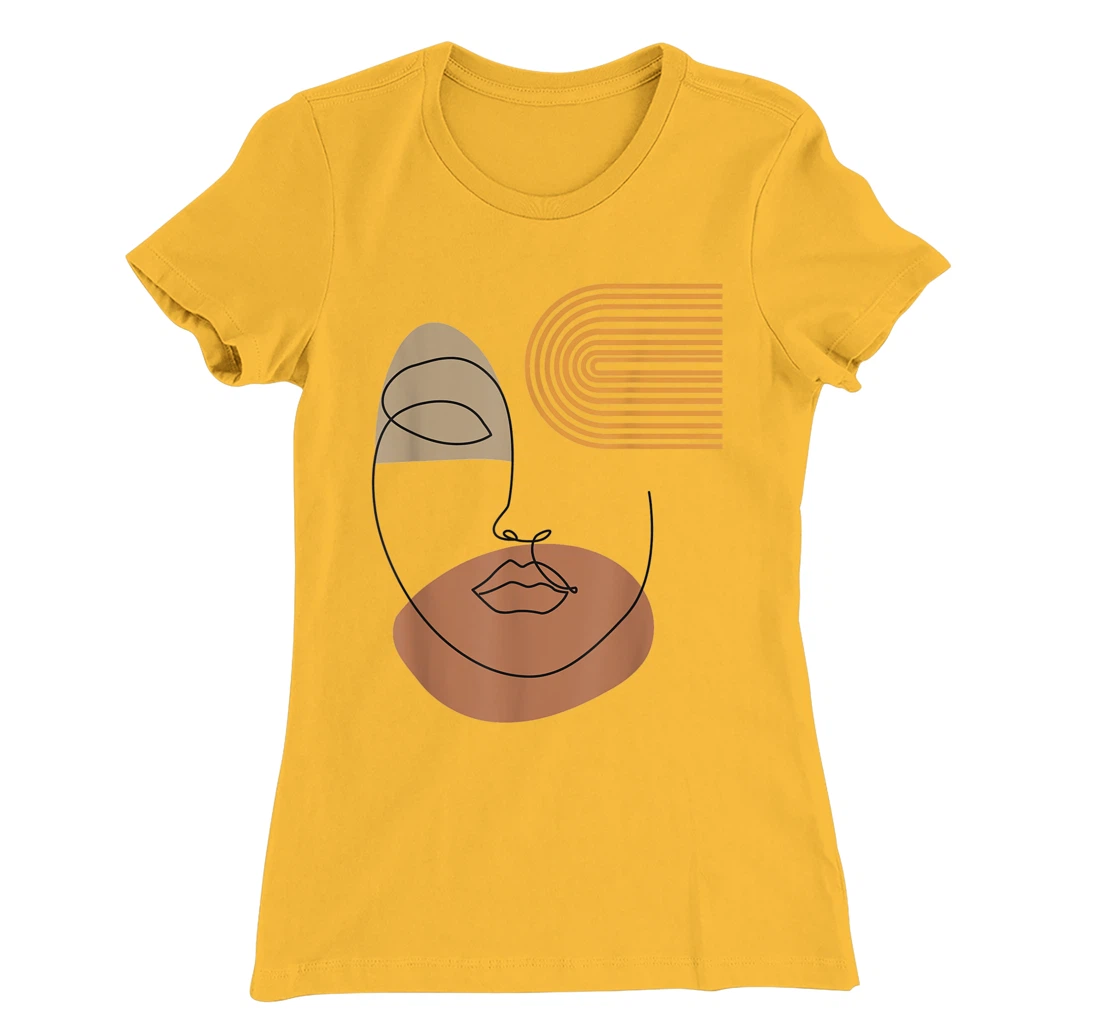Womens Minimalist Top Abstract Face Line Art Drawing Aesthetic T-Shirt, Kid T-Shirt and Women T-Shirt