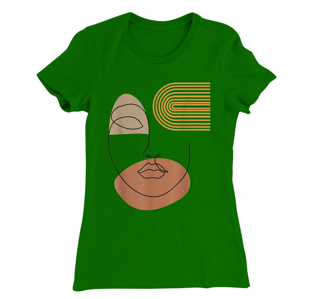 Womens Minimalist Top Abstract Face Line Art Drawing Aesthetic T-Shirt, Kid T-Shirt and Women T-Shirt
