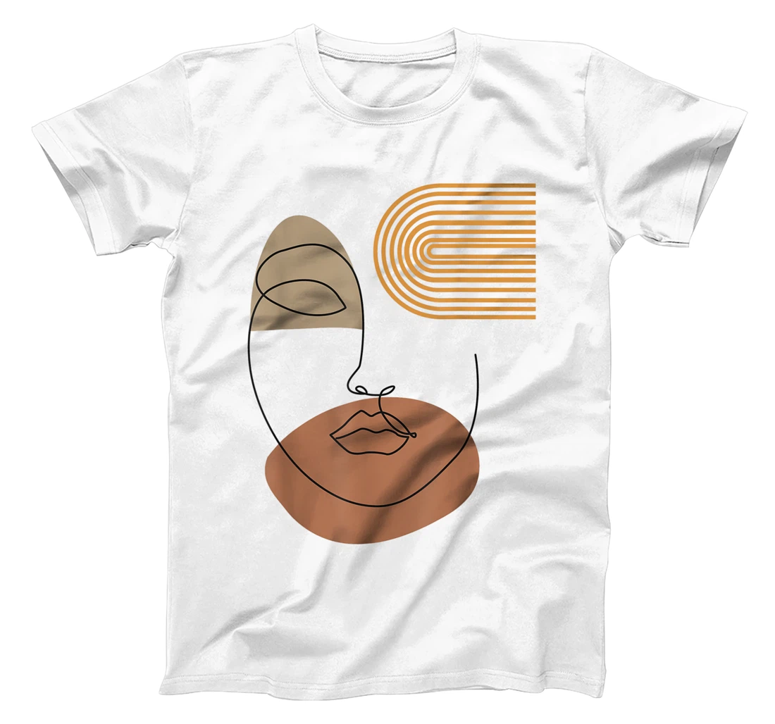 Womens Minimalist Top Abstract Face Line Art Drawing Aesthetic T-Shirt, Kid T-Shirt and Women T-Shirt