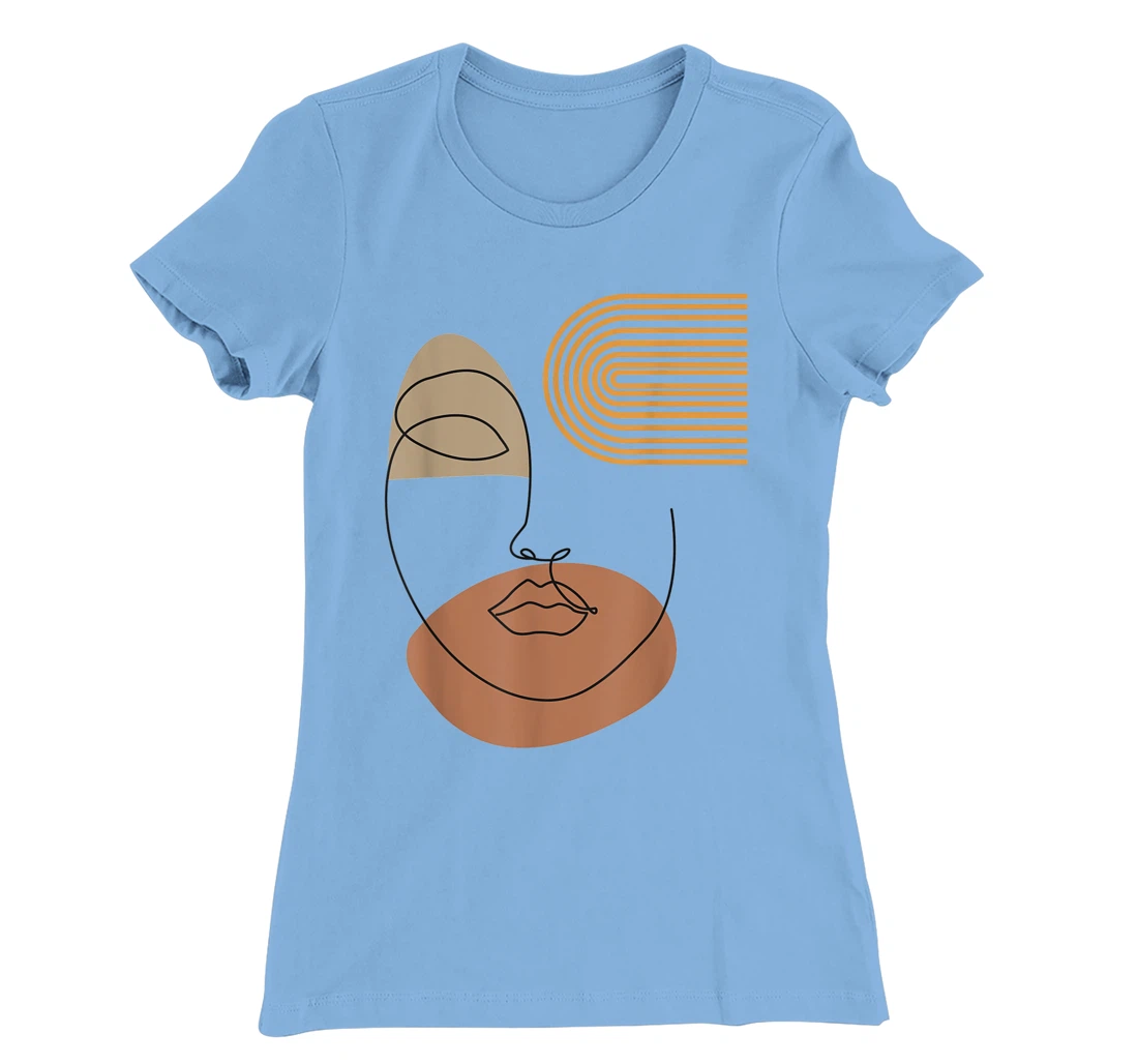 Womens Minimalist Top Abstract Face Line Art Drawing Aesthetic T-Shirt, Kid T-Shirt and Women T-Shirt