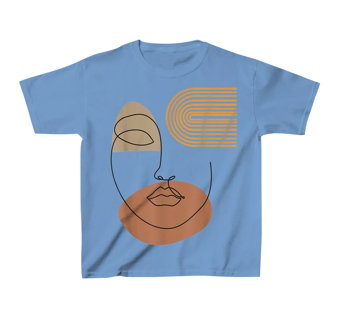 Womens Minimalist Top Abstract Face Line Art Drawing Aesthetic T-Shirt, Kid T-Shirt and Women T-Shirt