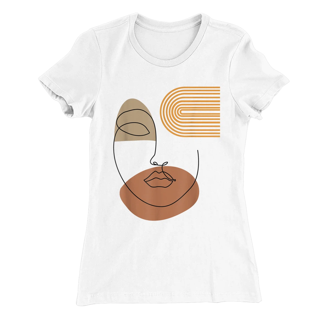 Womens Minimalist Top Abstract Face Line Art Drawing Aesthetic T-Shirt, Kid T-Shirt and Women T-Shirt