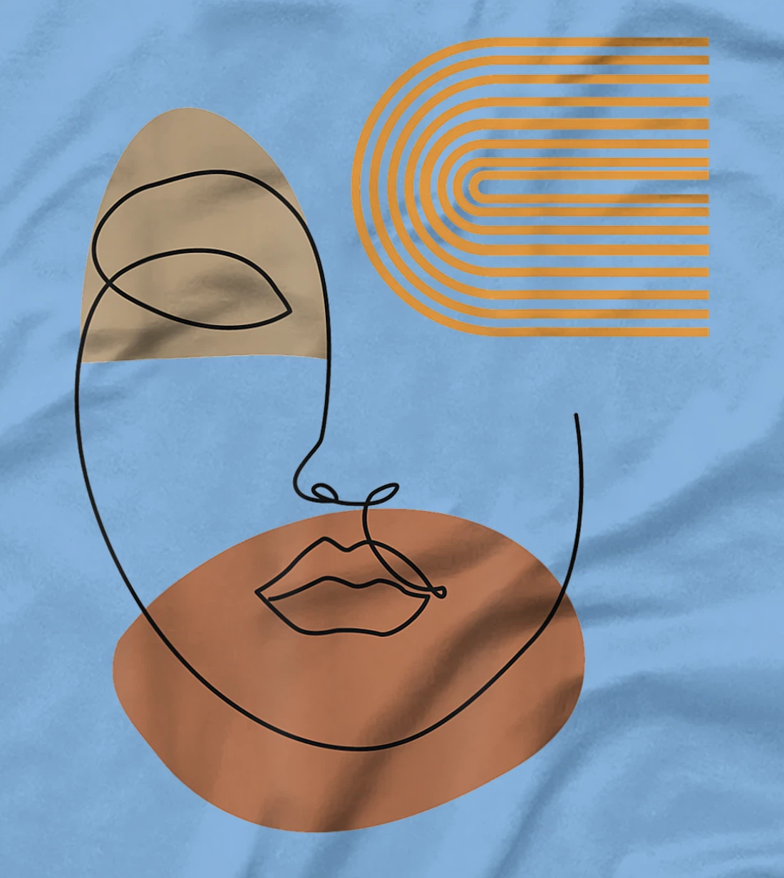 Womens Minimalist Top Abstract Face Line Art Drawing Aesthetic T-Shirt, Kid T-Shirt and Women T-Shirt