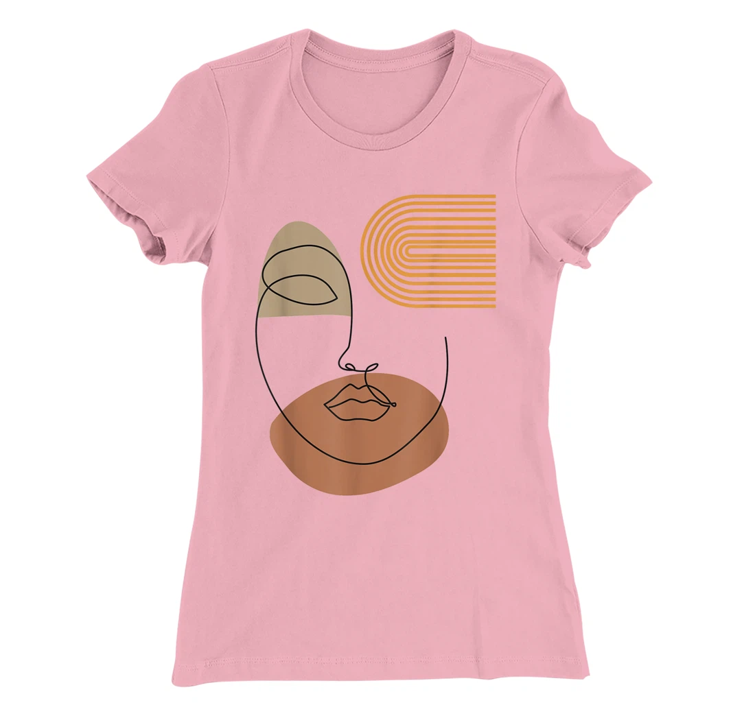 Womens Minimalist Top Abstract Face Line Art Drawing Aesthetic T-Shirt, Kid T-Shirt and Women T-Shirt
