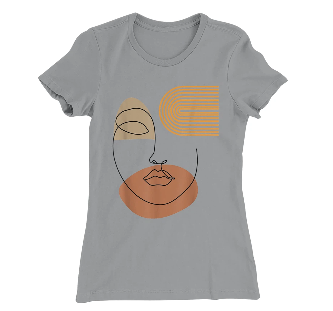 Womens Minimalist Top Abstract Face Line Art Drawing Aesthetic T-Shirt, Kid T-Shirt and Women T-Shirt