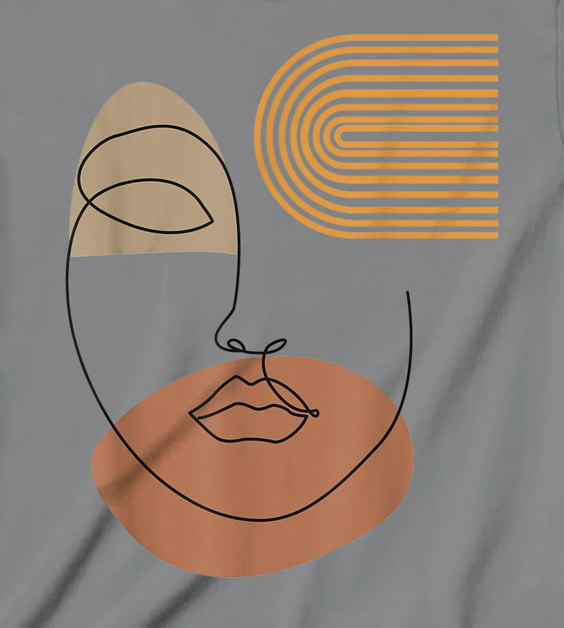 Womens Minimalist Top Abstract Face Line Art Drawing Aesthetic T-Shirt, Kid T-Shirt and Women T-Shirt