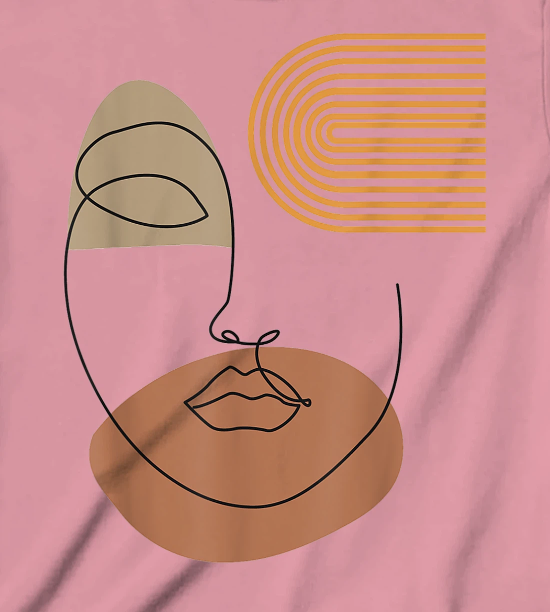 Womens Minimalist Top Abstract Face Line Art Drawing Aesthetic T-Shirt, Kid T-Shirt and Women T-Shirt