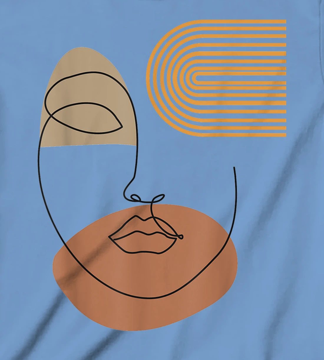 Womens Minimalist Top Abstract Face Line Art Drawing Aesthetic T-Shirt, Kid T-Shirt and Women T-Shirt