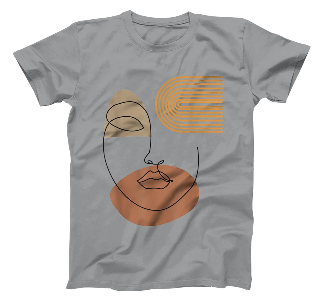 Womens Minimalist Top Abstract Face Line Art Drawing Aesthetic T-Shirt, Kid T-Shirt and Women T-Shirt