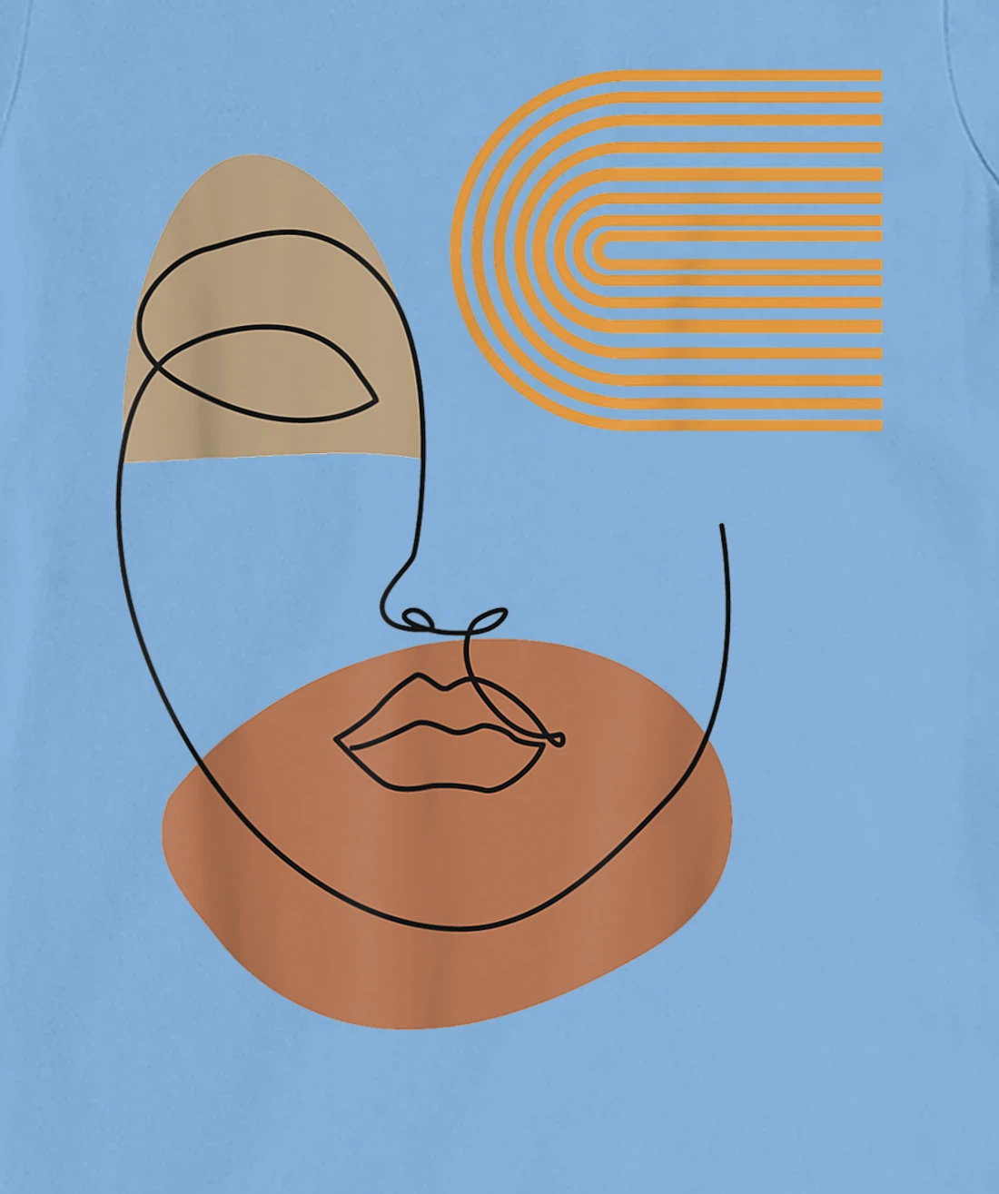 Womens Minimalist Top Abstract Face Line Art Drawing Aesthetic T-Shirt, Kid T-Shirt and Women T-Shirt