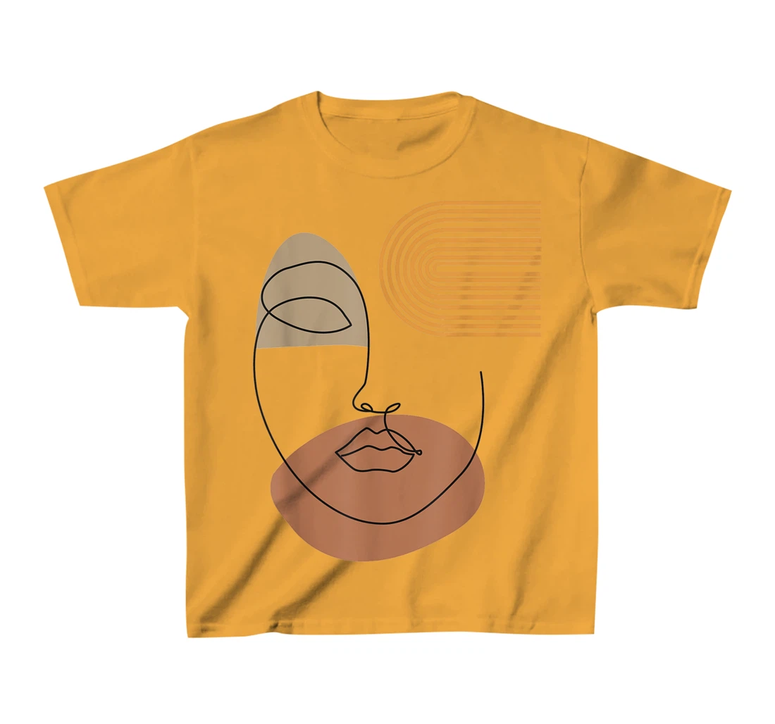 Womens Minimalist Top Abstract Face Line Art Drawing Aesthetic T-Shirt, Kid T-Shirt and Women T-Shirt