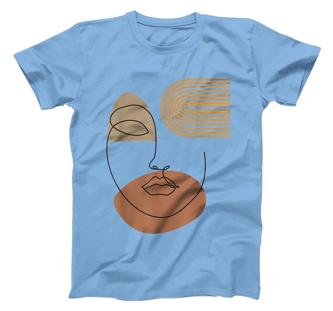 Womens Minimalist Top Abstract Face Line Art Drawing Aesthetic T-Shirt, Kid T-Shirt and Women T-Shirt