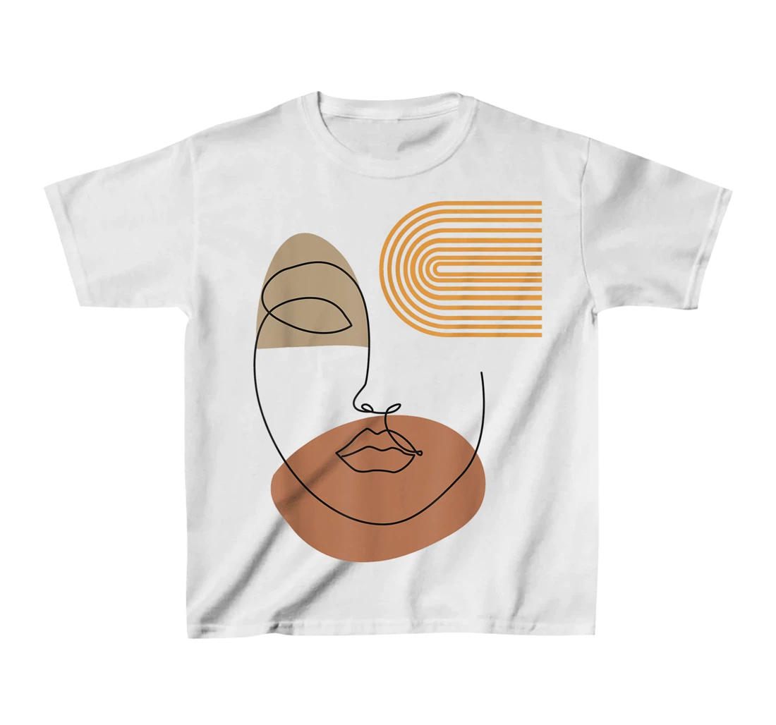 Womens Minimalist Top Abstract Face Line Art Drawing Aesthetic T-Shirt, Kid T-Shirt and Women T-Shirt