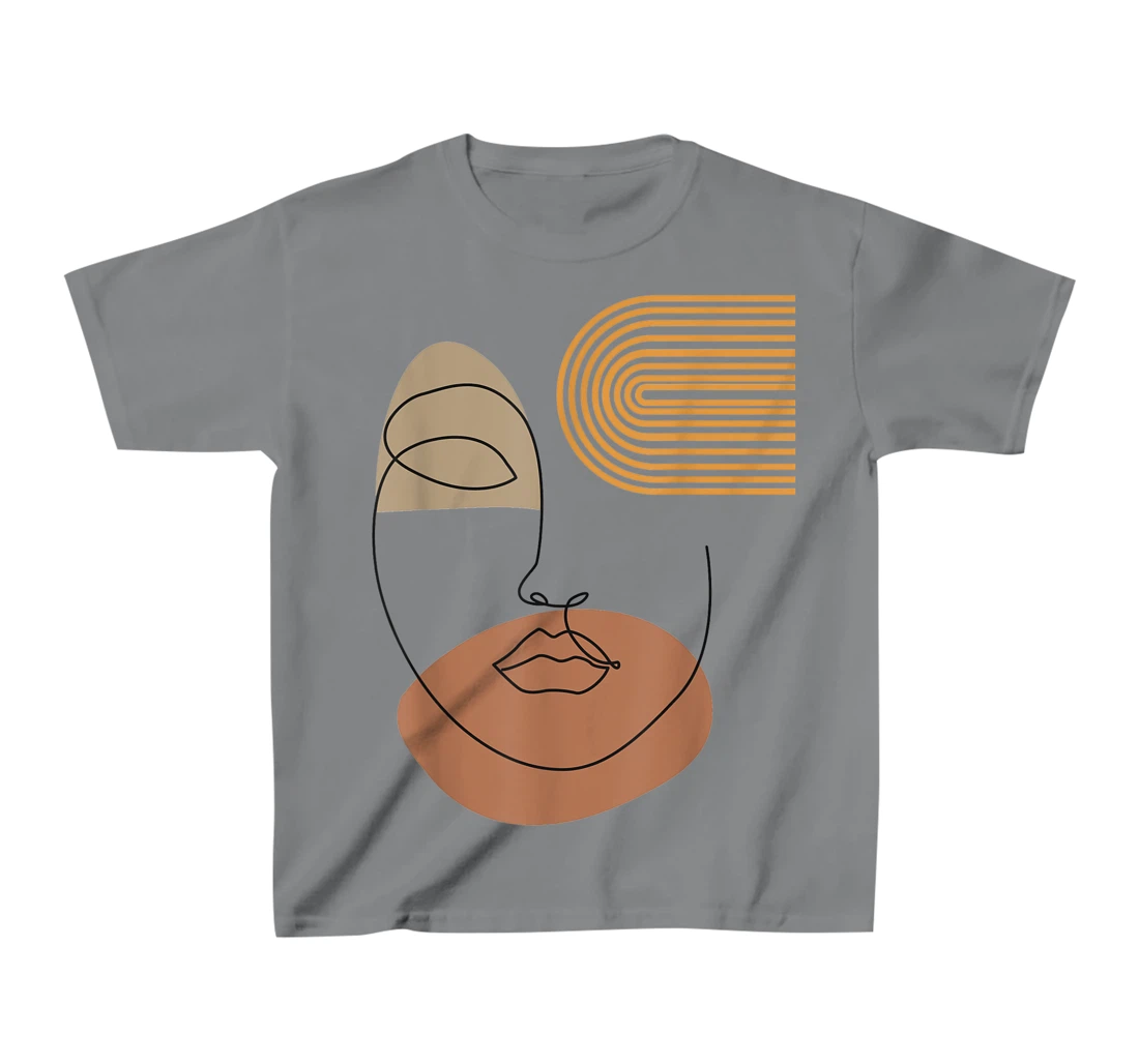 Womens Minimalist Top Abstract Face Line Art Drawing Aesthetic T-Shirt, Kid T-Shirt and Women T-Shirt