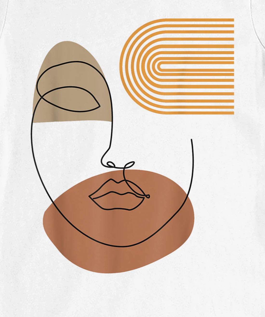 Womens Minimalist Top Abstract Face Line Art Drawing Aesthetic T-Shirt, Kid T-Shirt and Women T-Shirt