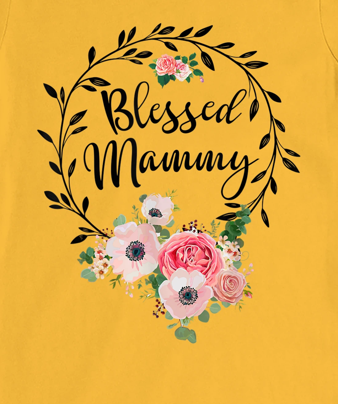 Womens Blessed Mammy Shirt For Women Flower Decor Mom T-Shirt, Women T-Shirt