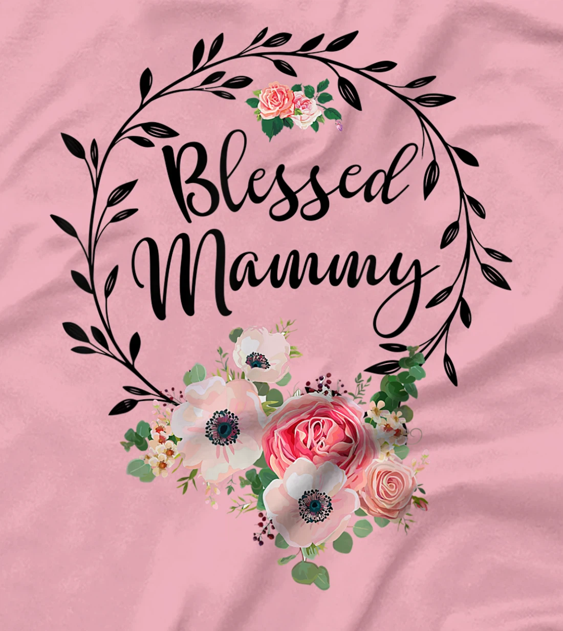 Womens Blessed Mammy Shirt For Women Flower Decor Mom T-Shirt, Women T-Shirt