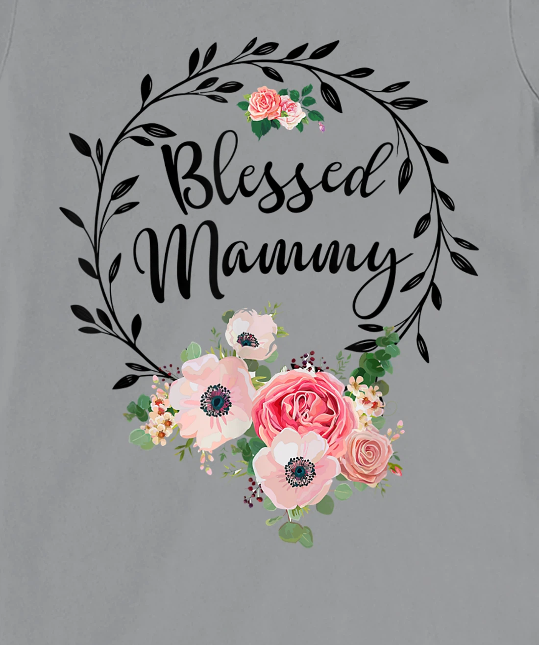 Womens Blessed Mammy Shirt For Women Flower Decor Mom T-Shirt, Women T-Shirt