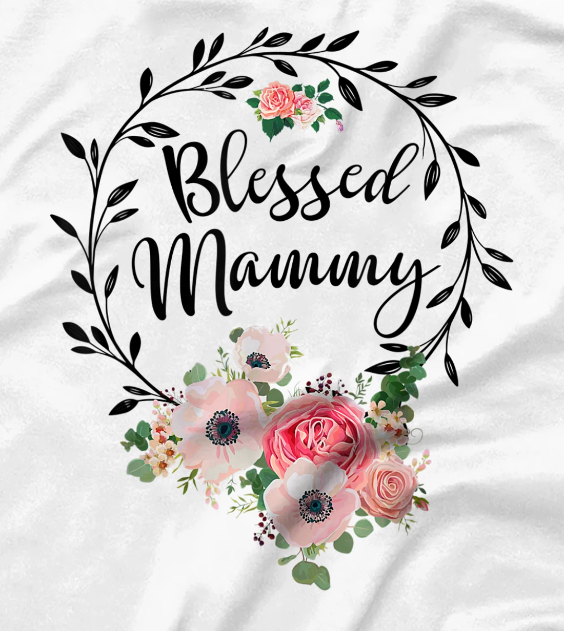Womens Blessed Mammy Shirt For Women Flower Decor Mom T-Shirt, Women T-Shirt