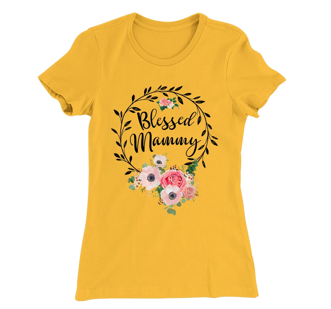 Womens Blessed Mammy Shirt For Women Flower Decor Mom T-Shirt, Women T-Shirt
