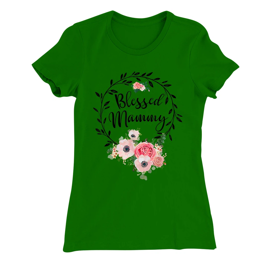 Womens Blessed Mammy Shirt For Women Flower Decor Mom T-Shirt, Women T-Shirt