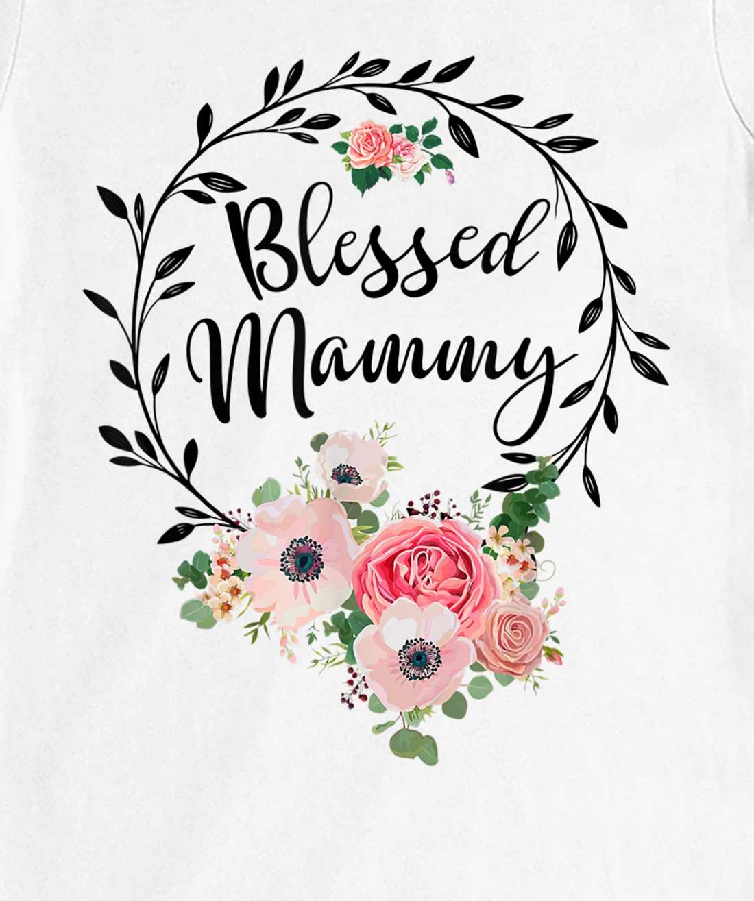 Womens Blessed Mammy Shirt For Women Flower Decor Mom T-Shirt, Women T-Shirt