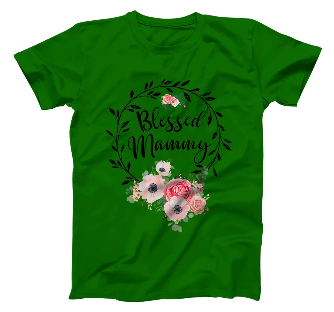Womens Blessed Mammy Shirt For Women Flower Decor Mom T-Shirt, Women T-Shirt