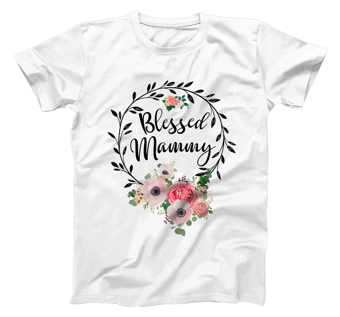 Womens Blessed Mammy Shirt For Women Flower Decor Mom T-Shirt, Women T-Shirt