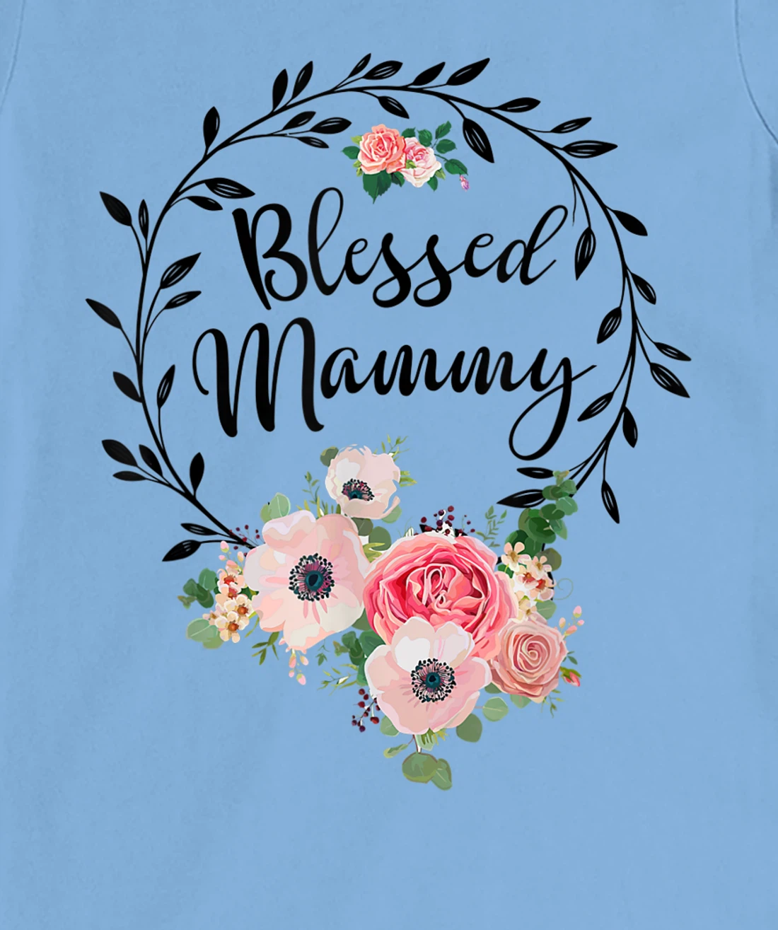 Womens Blessed Mammy Shirt For Women Flower Decor Mom T-Shirt, Women T-Shirt