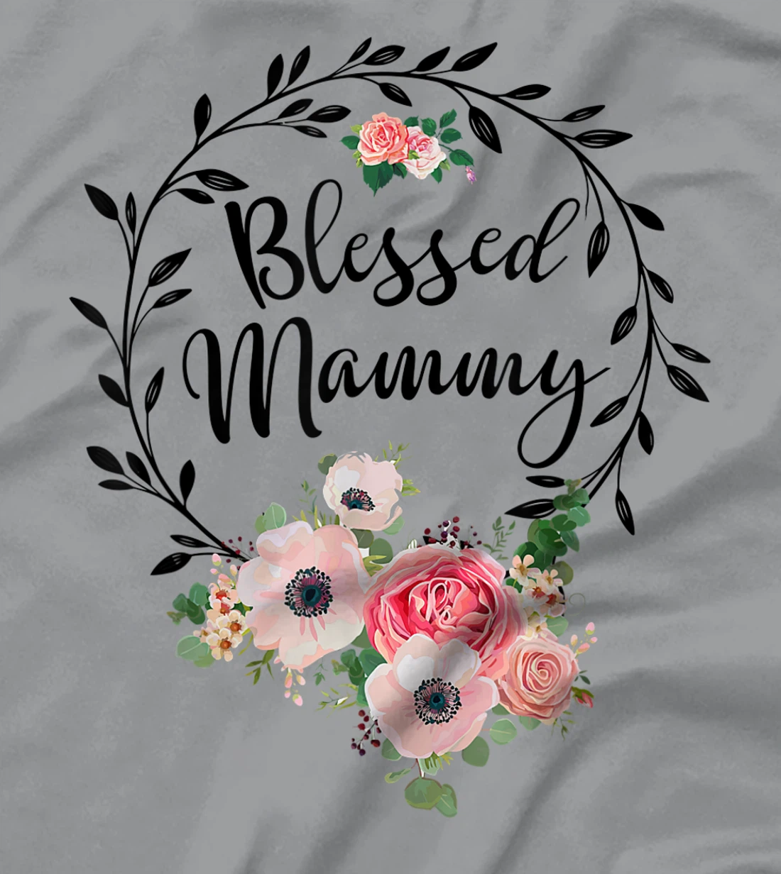 Womens Blessed Mammy Shirt For Women Flower Decor Mom T-Shirt, Women T-Shirt