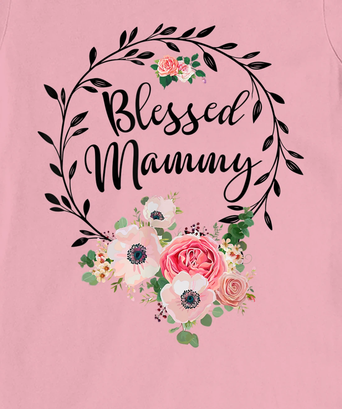 Womens Blessed Mammy Shirt For Women Flower Decor Mom T-Shirt, Women T-Shirt