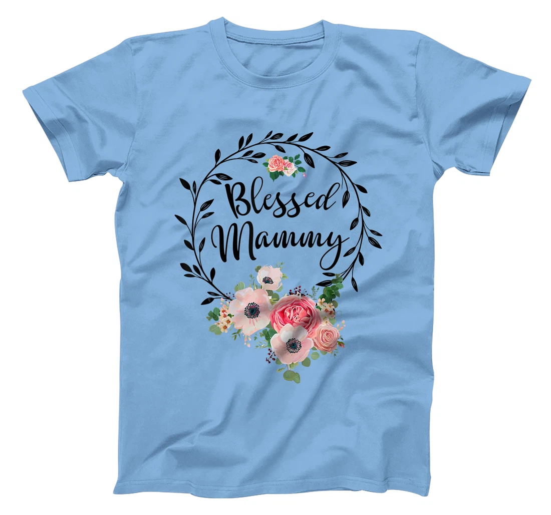 Womens Blessed Mammy Shirt For Women Flower Decor Mom T-Shirt, Women T-Shirt
