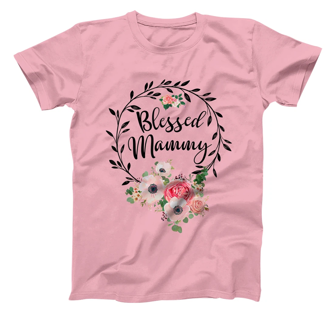 Womens Blessed Mammy Shirt For Women Flower Decor Mom T-Shirt, Women T-Shirt