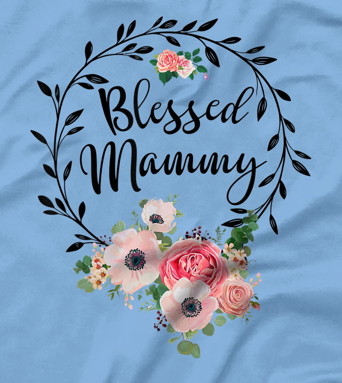 Womens Blessed Mammy Shirt For Women Flower Decor Mom T-Shirt, Women T-Shirt