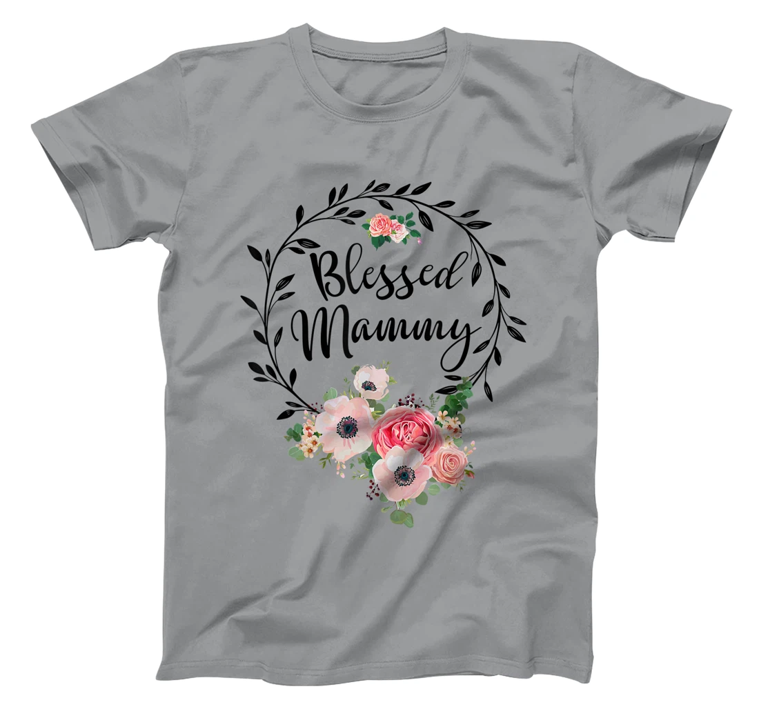 Womens Blessed Mammy Shirt For Women Flower Decor Mom T-Shirt, Women T-Shirt