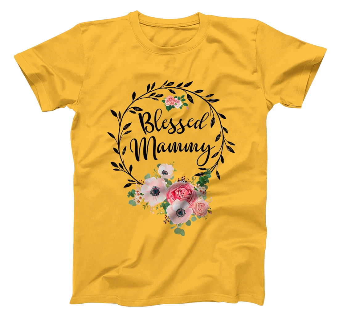Womens Blessed Mammy Shirt For Women Flower Decor Mom T-Shirt, Women T-Shirt