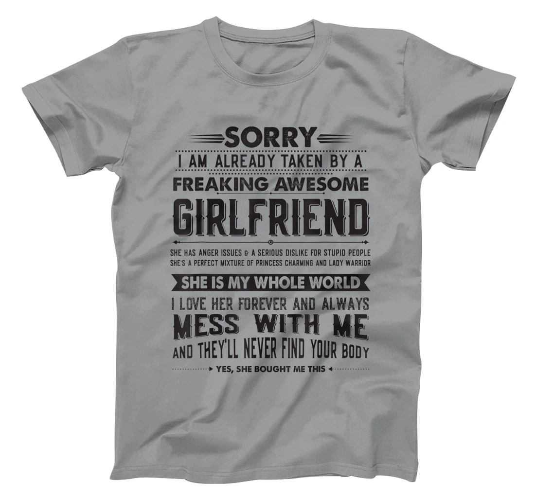Womens Boyfriend Taken by a Freaking Awesome Girlfriend T-Shirt