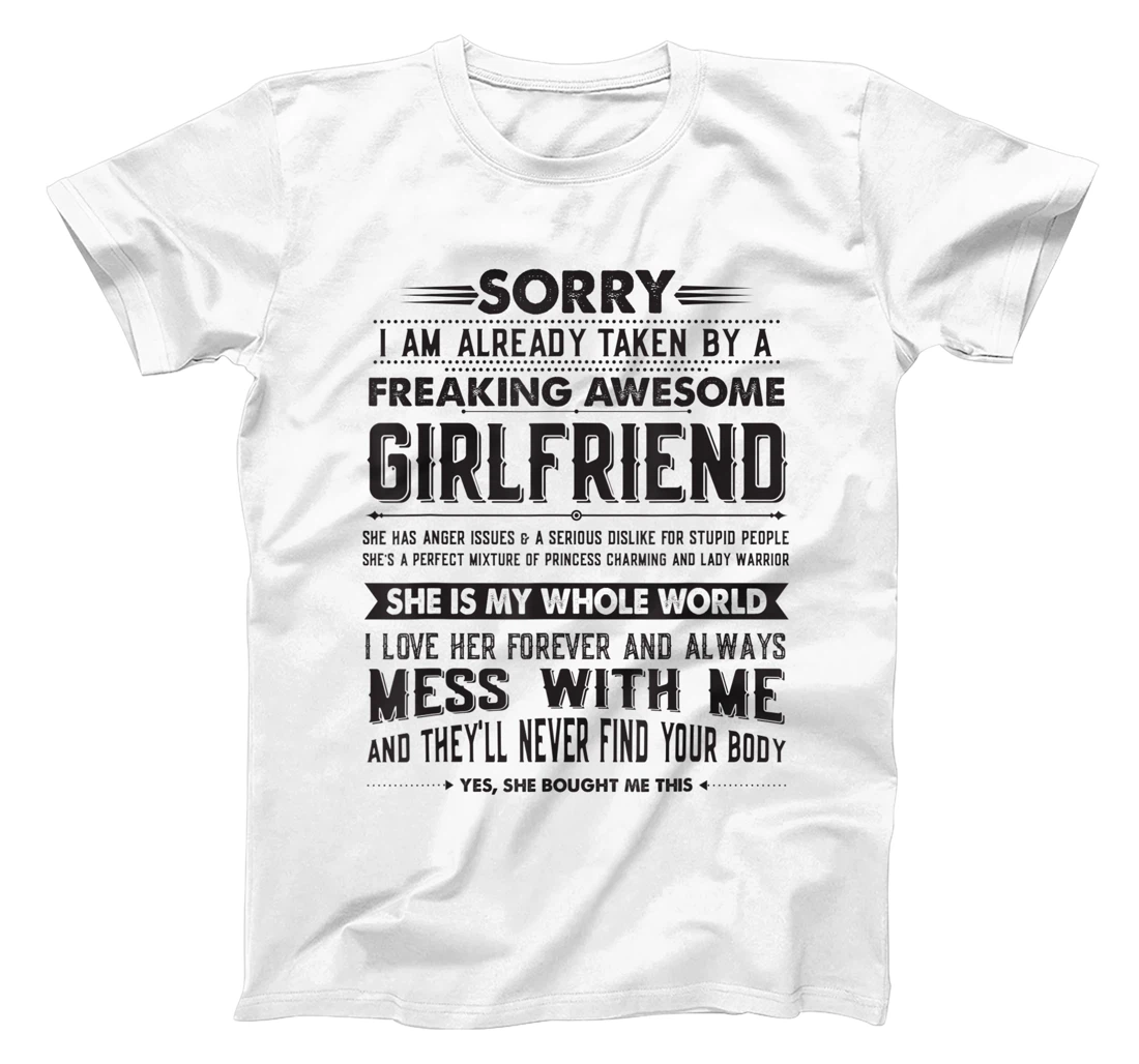 Womens Boyfriend Taken by a Freaking Awesome Girlfriend T-Shirt