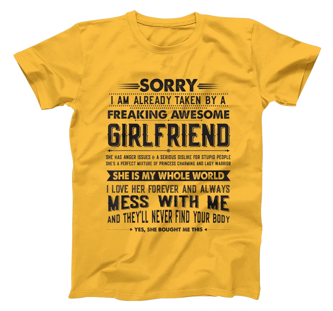 Womens Boyfriend Taken by a Freaking Awesome Girlfriend T-Shirt