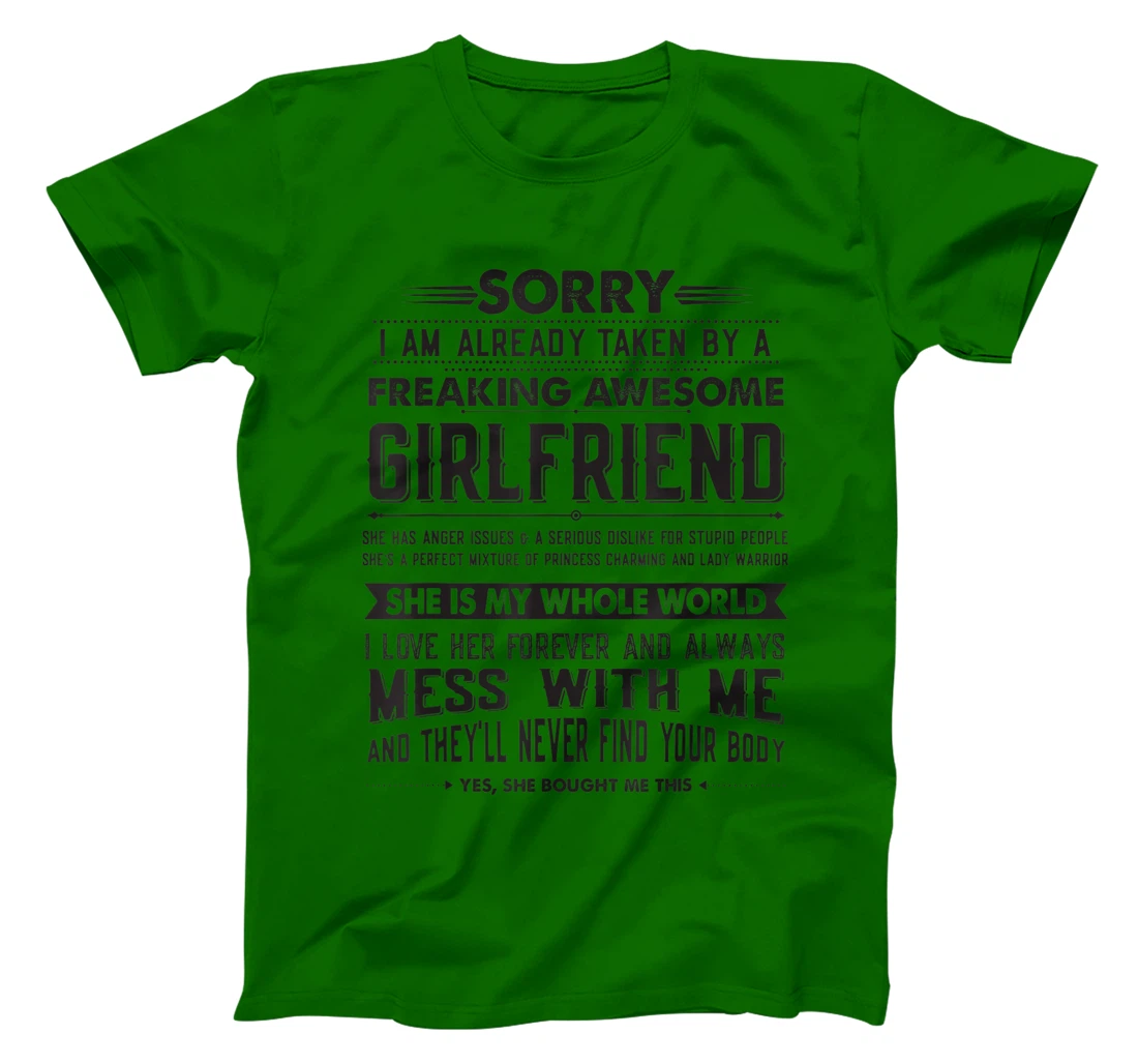 Womens Boyfriend Taken by a Freaking Awesome Girlfriend T-Shirt