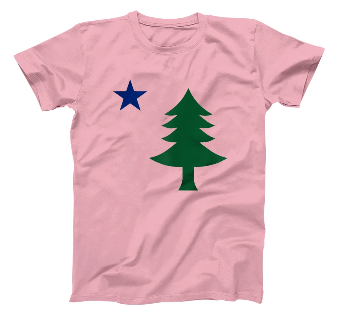 Womens 1901 Old First Flag of Maine Pine Tree and Star T-Shirt, Women T-Shirt