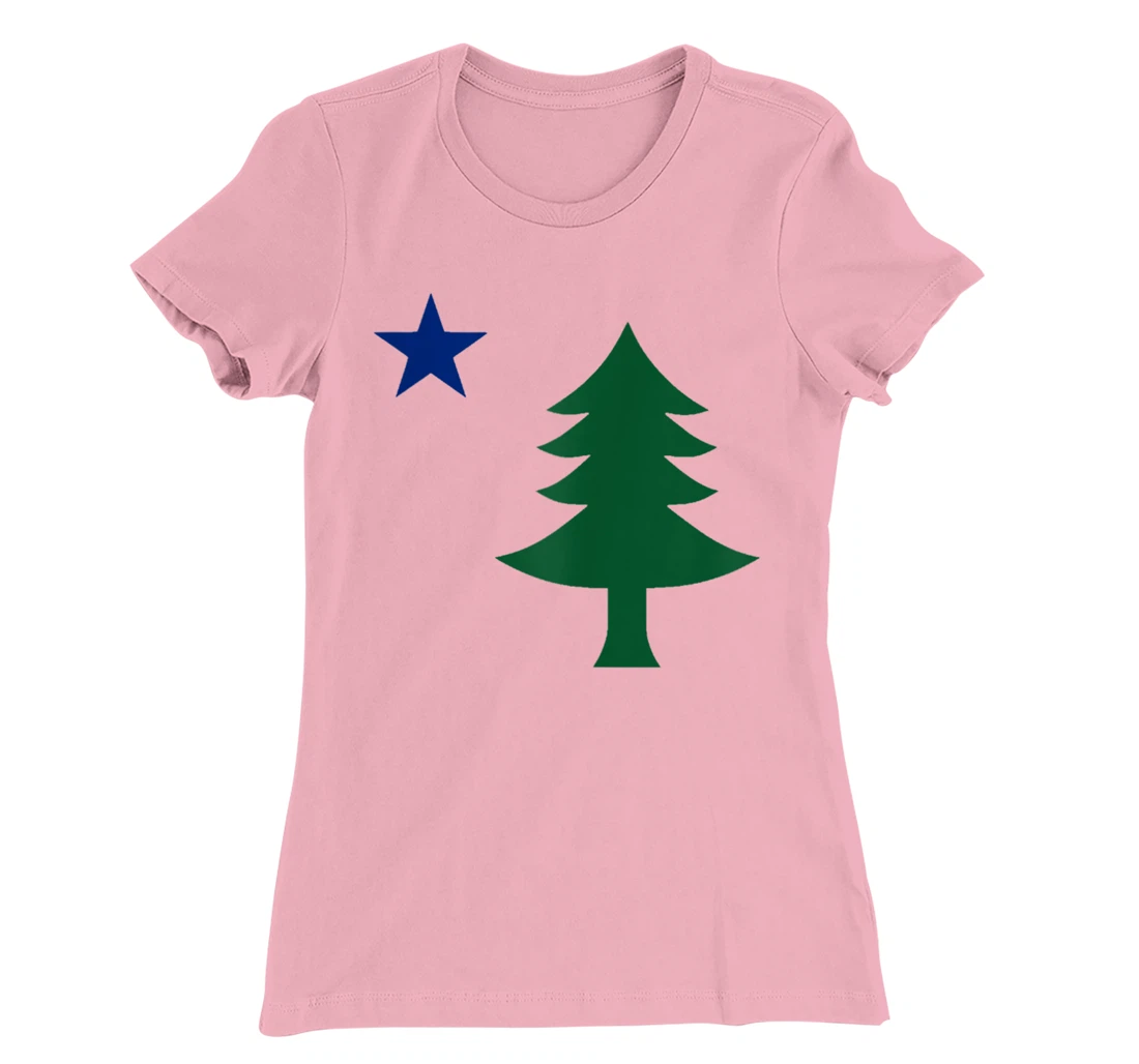 Womens 1901 Old First Flag of Maine Pine Tree and Star T-Shirt, Women T-Shirt