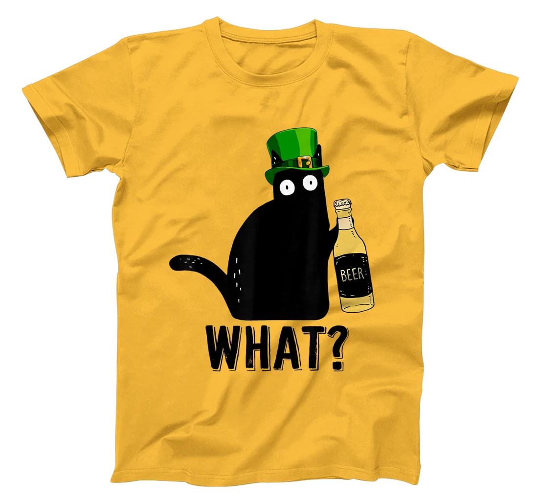 Womens Funny Black Cat St Patricks Day Shirt Pattys Day Cat What T-Shirt, Women T-Shirt