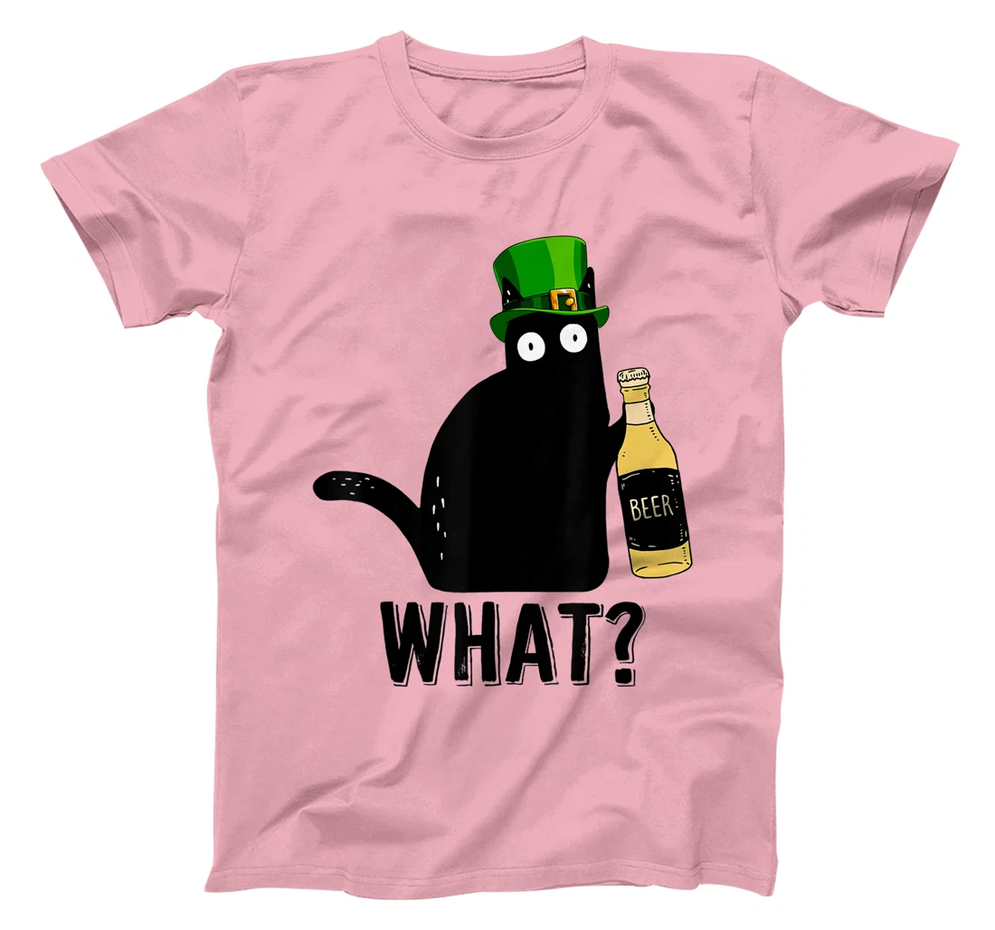 Womens Funny Black Cat St Patricks Day Shirt Pattys Day Cat What T-Shirt, Women T-Shirt