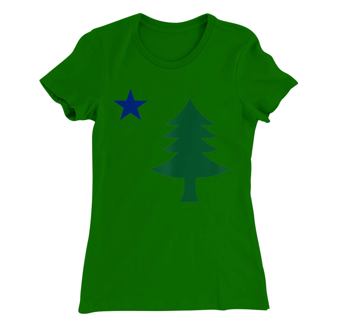 Womens 1901 Old First Flag of Maine Pine Tree and Star T-Shirt, Women T-Shirt