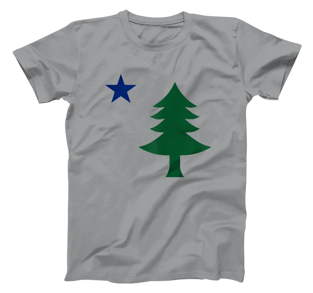 Womens 1901 Old First Flag of Maine Pine Tree and Star T-Shirt, Women T-Shirt