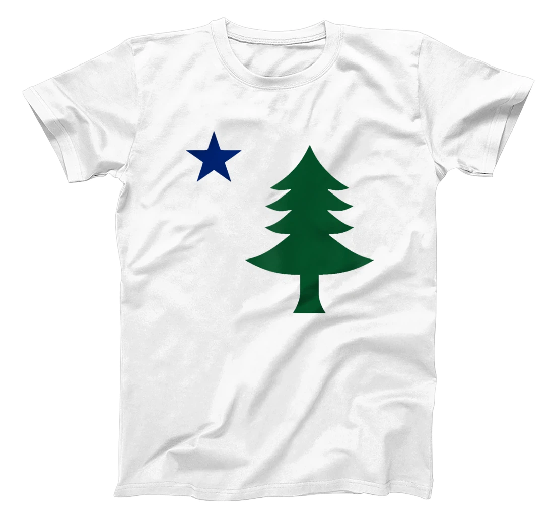 Womens 1901 Old First Flag of Maine Pine Tree and Star T-Shirt, Women T-Shirt