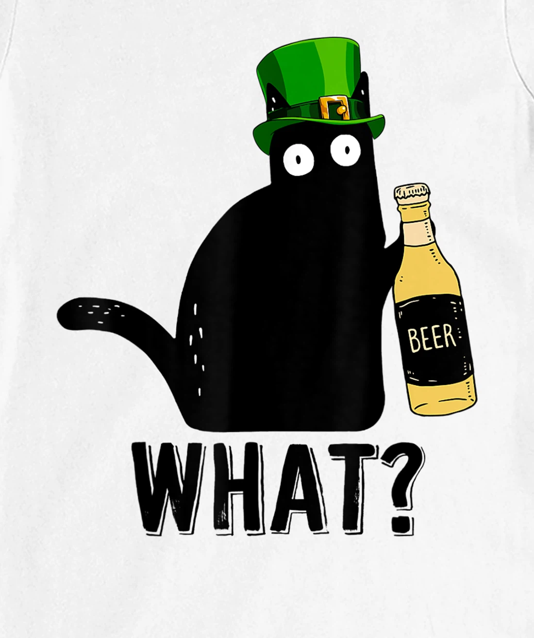 Womens Funny Black Cat St Patricks Day Shirt Pattys Day Cat What T-Shirt, Women T-Shirt