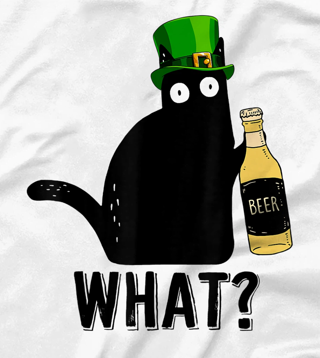 Womens Funny Black Cat St Patricks Day Shirt Pattys Day Cat What T-Shirt, Women T-Shirt